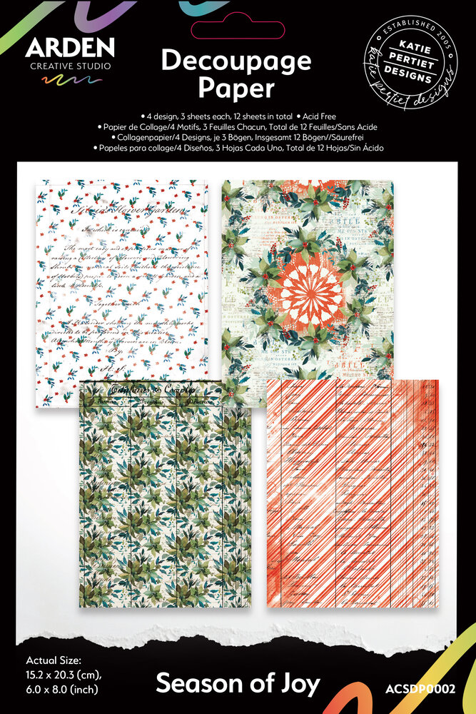 Arden Creative Studio Season of Joy 6x8 Inch Decoupage Paper (ACSDP0002)