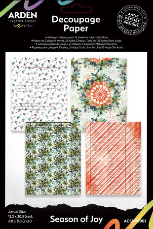 Arden Creative Studio Season of Joy 6x8 Inch Decoupage Paper (ACSDP0002)