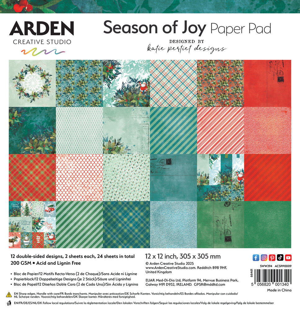 Arden Creative Studio Season of Joy 12x12 Inch Paper Pad (ACSPP0009)