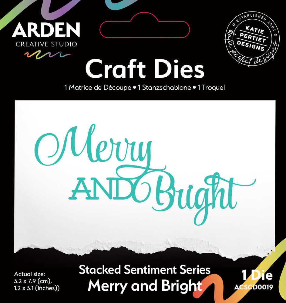 Arden Creative Studio Sentiment Series Craft Die Stacked Merry and Bright (ACSCD0019) Arden Creative Studio Sentiment Series Craft Die Stacked Merry and Bright (ACSCD0019)