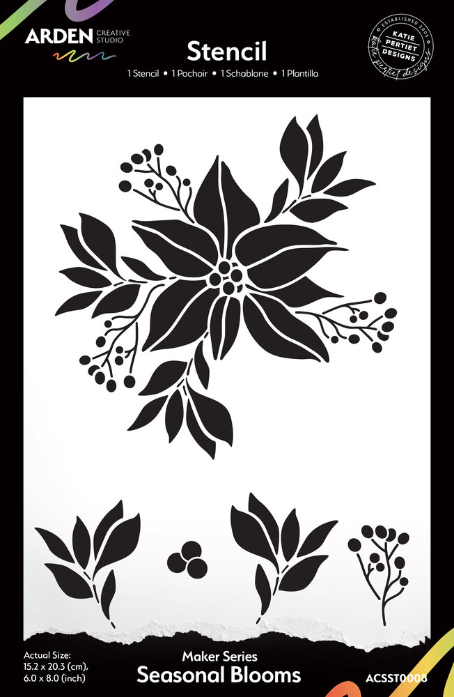 Arden Creative Studio Maker Series 6x8 Inch Stencil Seasonal Blooms (ACSST0008) Arden Creative Studio Maker Series 6x8 Inch Stencil Seasonal Blooms (ACSST0008)