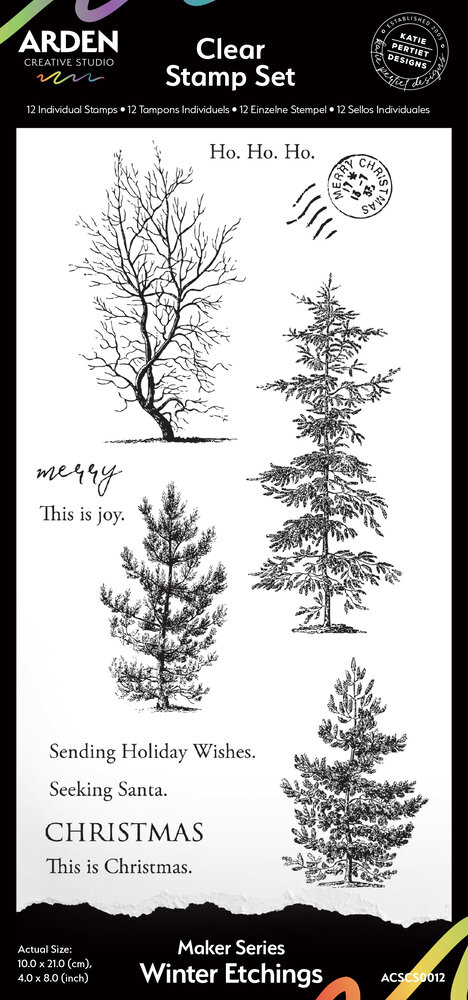 Arden Creative Studio Maker Series 4x8 Inch Clear Stamp Set Winter Etchings (ACSCS0012)