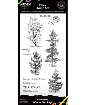 Arden Creative Studio Maker Series 4x8 Inch Clear Stamp Set Winter Etchings (ACSCS0012)