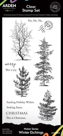 Arden Creative Studio Maker Series 4x8 Inch Clear Stamp Set Winter Etchings (ACSCS0012)