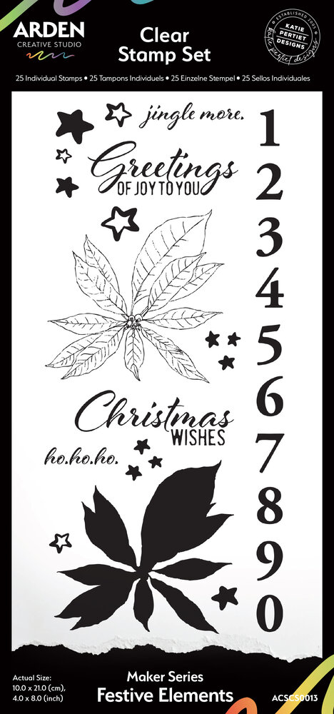 Arden Creative Studio Maker Series 4x8 Inch Clear Stamp Set Festive Elements (ACSCS0013) Arden Creative Studio Maker Series 4x8 Inch Clear Stamp Set Festive Elements (ACSCS0013)