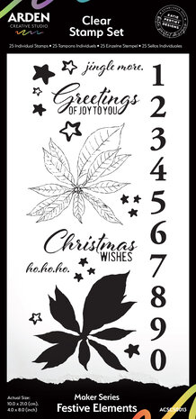 Arden Creative Studio Maker Series 4x8 Inch Clear Stamp Set Festive Elements (ACSCS0013) Arden Creative Studio Maker Series 4x8 Inch Clear Stamp Set Festive Elements (ACSCS0013)