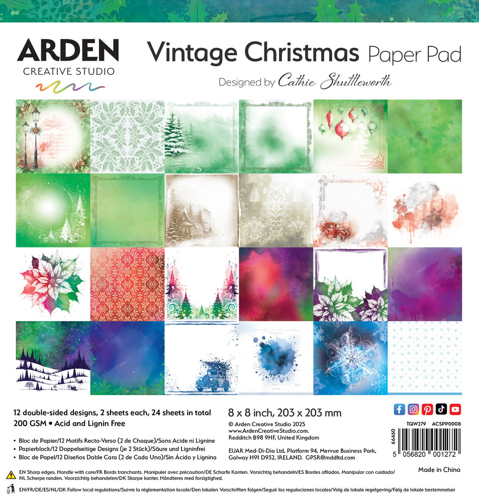 Arden Creative Studio Vintage Christmas 8x8 Inch Paper Pad (ACSPP0008)