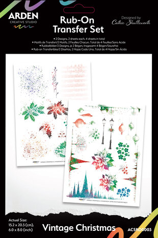 Arden Creative Studio Vintage Christmas 6x8 Inch Rub-On Transfer Set (ACSRO0003)