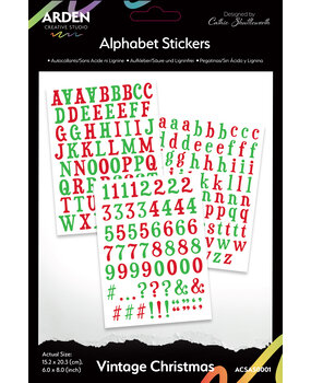 Arden Creative Studio Vintage Christmas 6x8 Inch Alphabet Stickers (3pcs) (ACSAS0001)