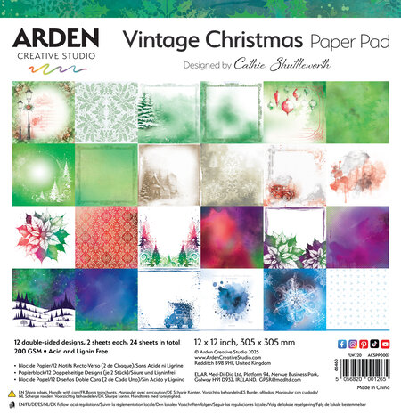 Arden Creative Studio Vintage Christmas 12x12 Inch Paper Pad (ACSPP0007)