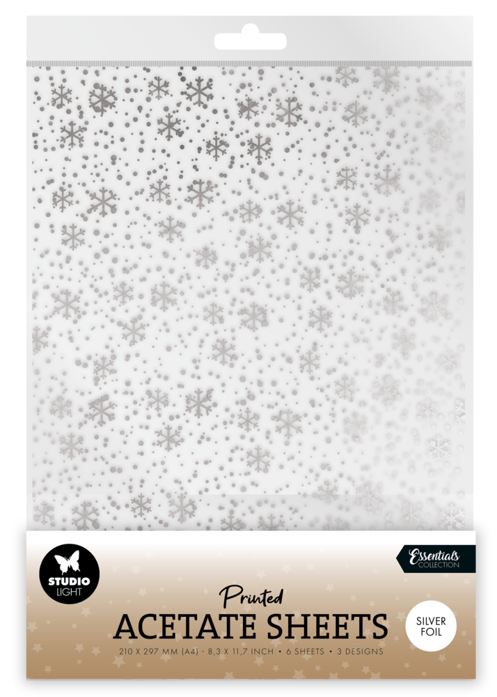 Studio Light Snowflakes Silver Christmas Acetate Sheet (SL-ES-ACS17) Studio Light Snowflakes Silver Christmas Acetate Sheet (SL-ES-ACS17)