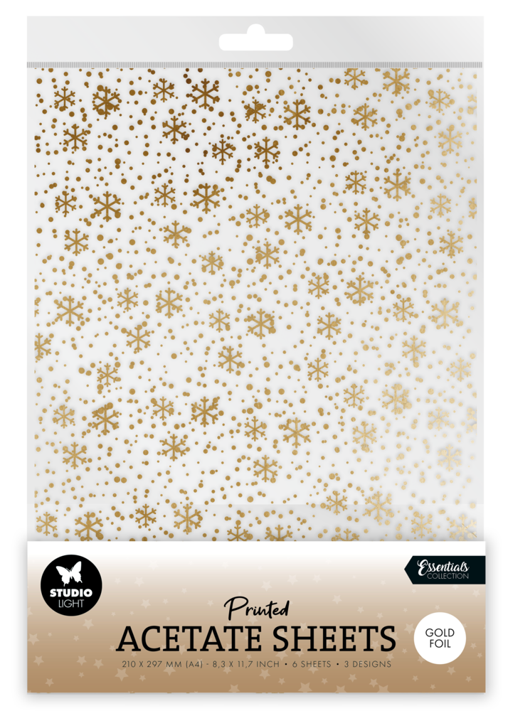 Studio Light Snowflakes Gold Christmas Acetate Sheet (SL-ES-ACS16) Studio Light Snowflakes Gold Christmas Acetate Sheet (SL-ES-ACS16)