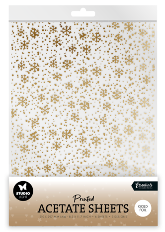 Studio Light Snowflakes Gold Christmas Acetate Sheet (SL-ES-ACS16) Studio Light Snowflakes Gold Christmas Acetate Sheet (SL-ES-ACS16)