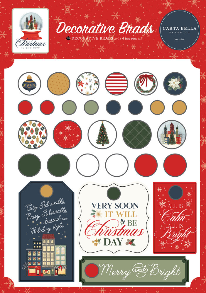 Carta Bella Christmas In The City Adhesive Brads (CBCIC456020)