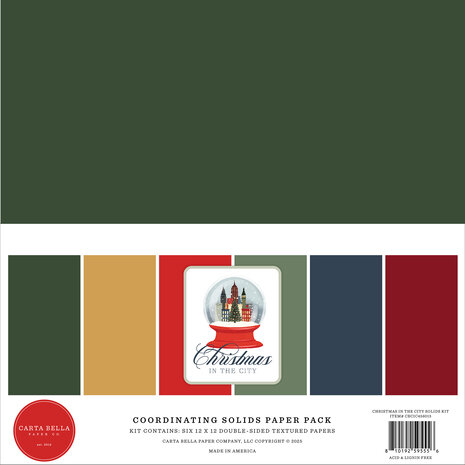 Carta Bella Christmas In The City 12x12 Inch Coordination Solids Paper Pack (CBCIC456015) Carta Bella Christmas In The City 12x12 Inch Coordination Solids Paper Pack (CBCIC456015)