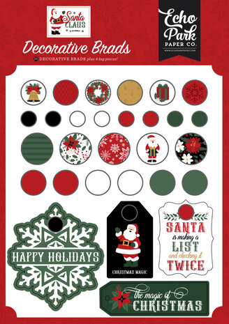 Echo Park Santa Claus Adhesive Brads (SC457020)