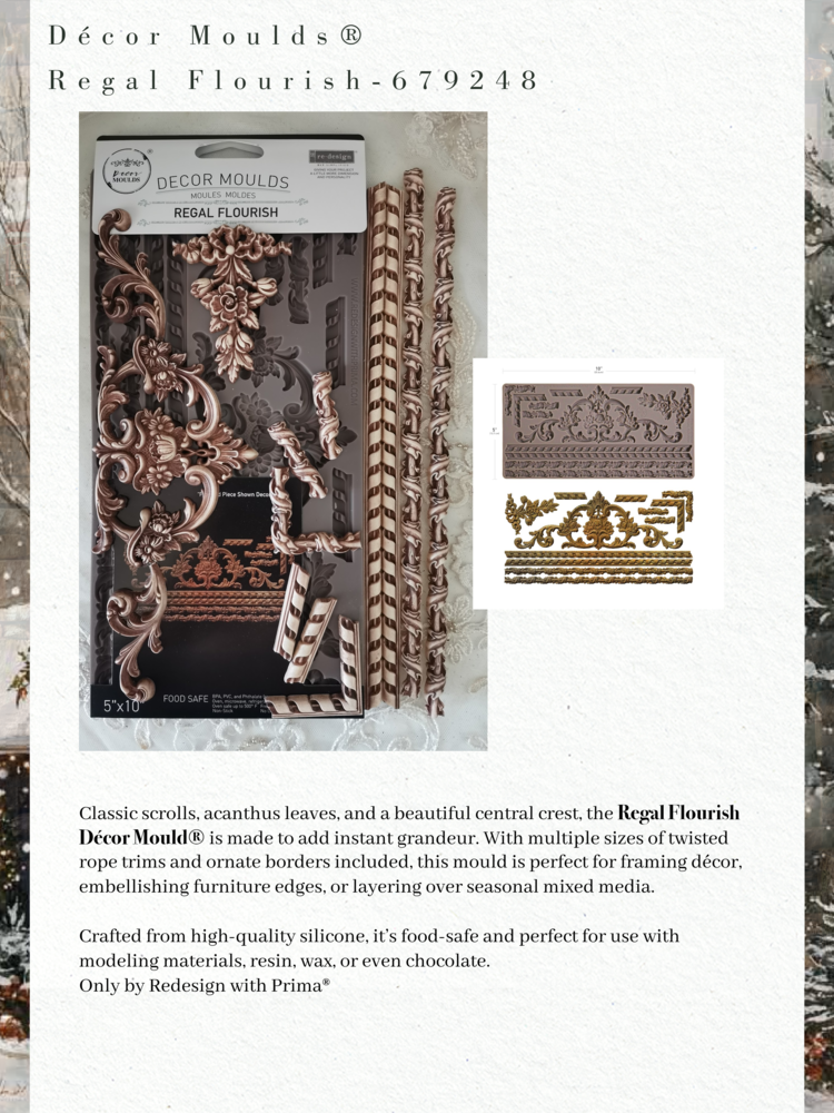 Re-Design with Prima Regal Flourish 5x10 Inch Decor Moulds (679248) Re-Design with Prima Regal Flourish 5x10 Inch Decor Moulds (679248)