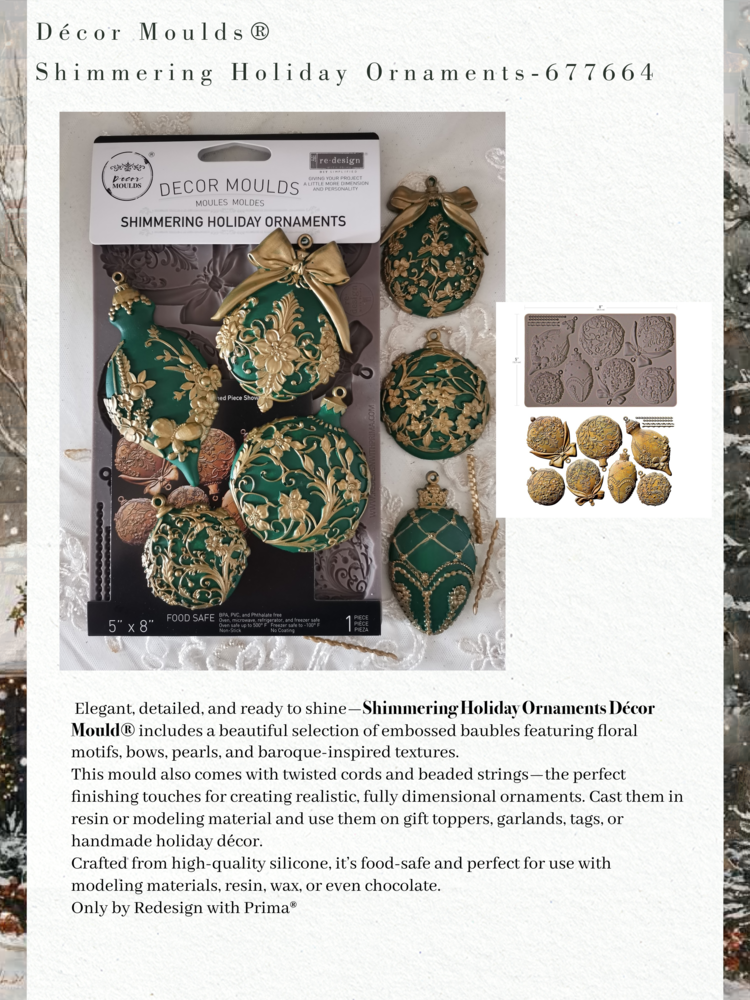 Re-Design with Prima Shimmering Holiday Ornaments 5x8 Inch Decor Moulds (677664)