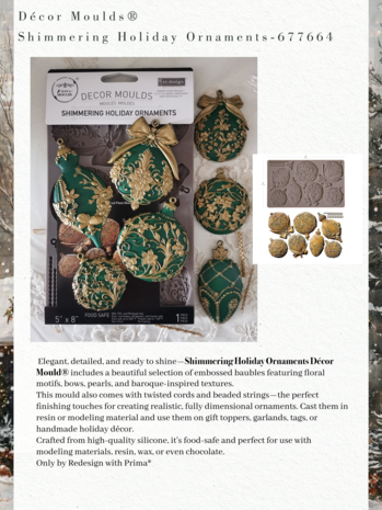 Re-Design with Prima Shimmering Holiday Ornaments 5x8 Inch Decor Moulds (677664)