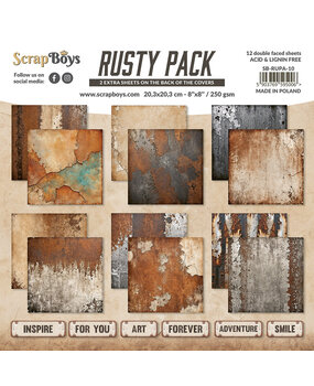 ScrapBoys Rusty Pack 8x8 Inch Paper Pad (SB-RUPA-10)