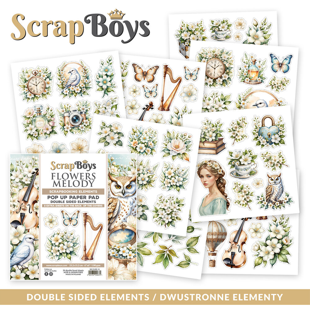 ScrapBoys Flowers Melody 6x6 Inch Pop Up Paper Pad (SB-FLME-11) ScrapBoys Flowers Melody 6x6 Inch Pop Up Paper Pad (SB-FLME-11)