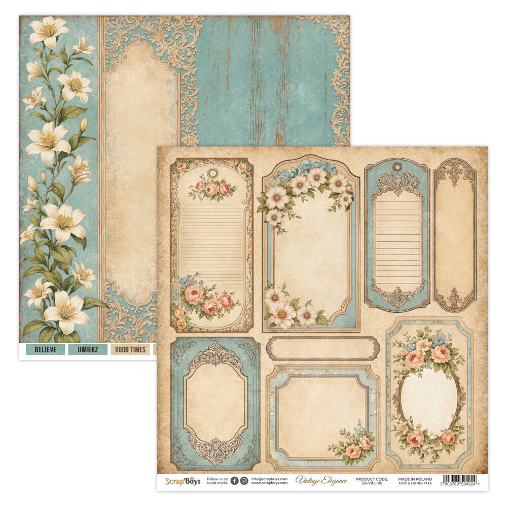 ScrapBoys Vintage Elegance 8x8 Inch Paper Pad (SB-VIEL-10) ScrapBoys Vintage Elegance 8x8 Inch Paper Pad (SB-VIEL-10)