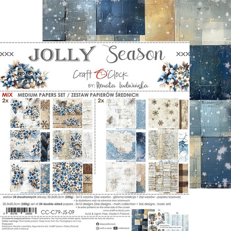 Craft O'Clock Jolly Season 8x8 Inch Medum Papers Set (CC-C79-JS-09) Craft O'Clock Jolly Season 8x8 Inch Medum Papers Set (CC-C79-JS-09)
