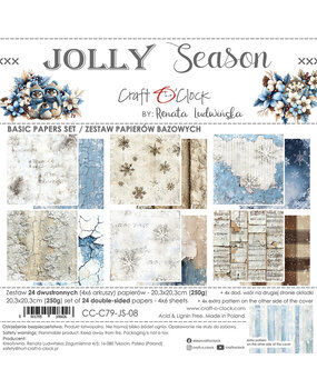 Craft O'Clock Jolly Season 8x8 Inch Basic Papers Set (CC-C79-JS-08) Craft O'Clock Jolly Season 8x8 Inch Basic Papers Set (CC-C79-JS-08)