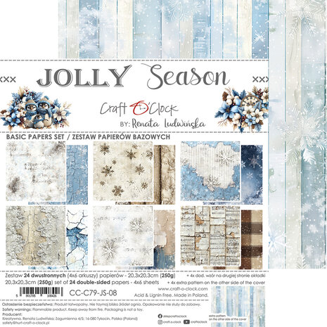 Craft O'Clock Jolly Season 8x8 Inch Basic Papers Set (CC-C79-JS-08) Craft O'Clock Jolly Season 8x8 Inch Basic Papers Set (CC-C79-JS-08)