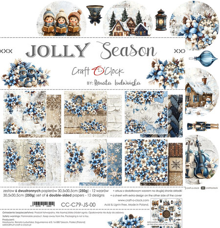 Craft O'Clock Jolly Season 12x12 Inch Paper Set (CC-C79-JS-00) Craft O'Clock Jolly Season 12x12 Inch Paper Set (CC-C79-JS-00)