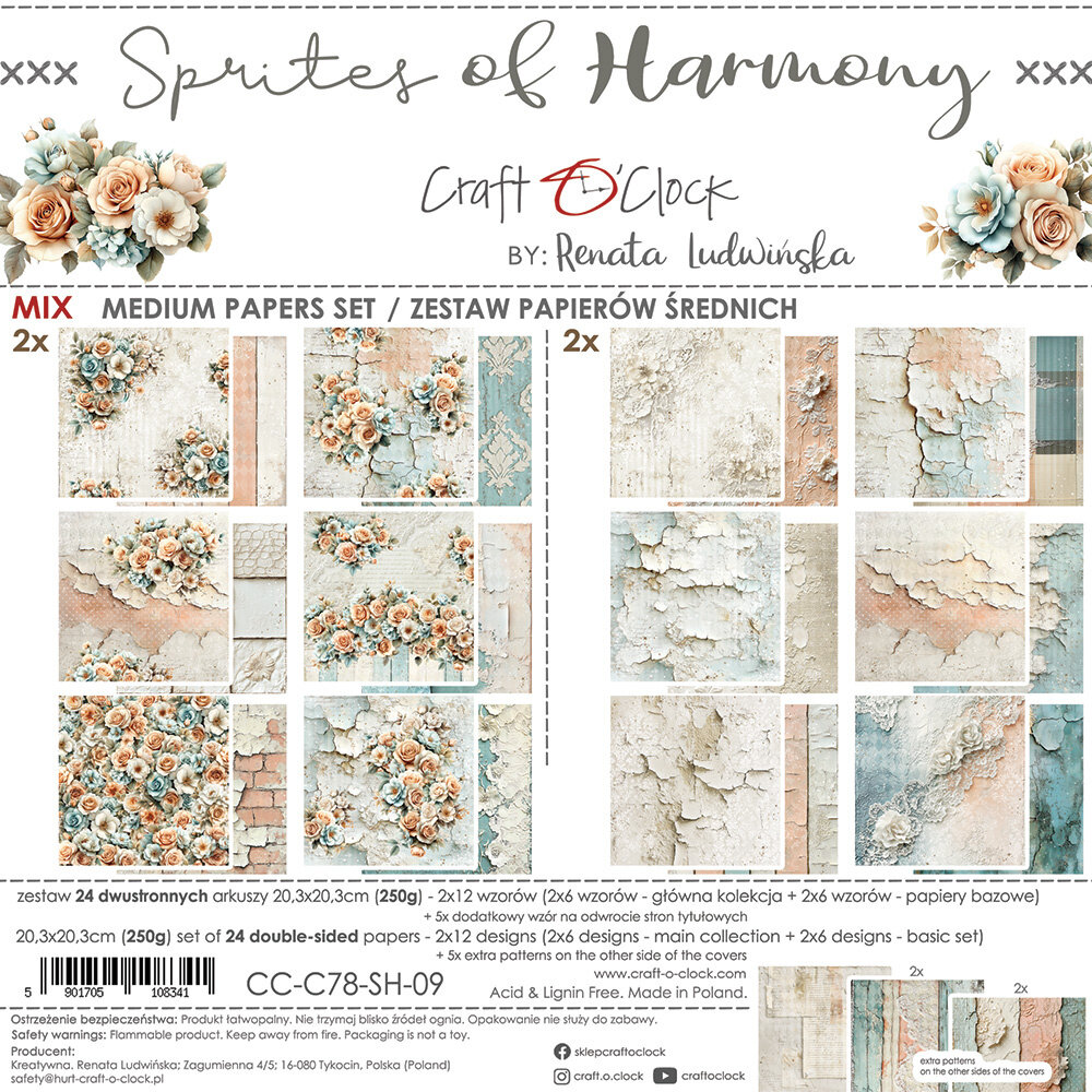 Craft O'Clock Sprites of Harmony 8x8 Inch Medum Papers Set (CC-C78-SH-09)
