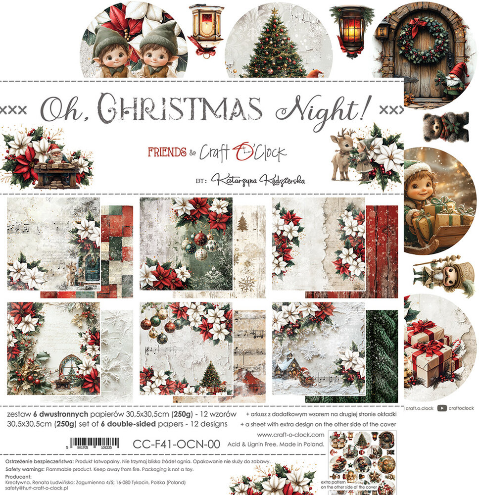 Craft O'Clock Oh Christmas Night 12x12 Inch Paper Set (CC-F41-OCN-00)