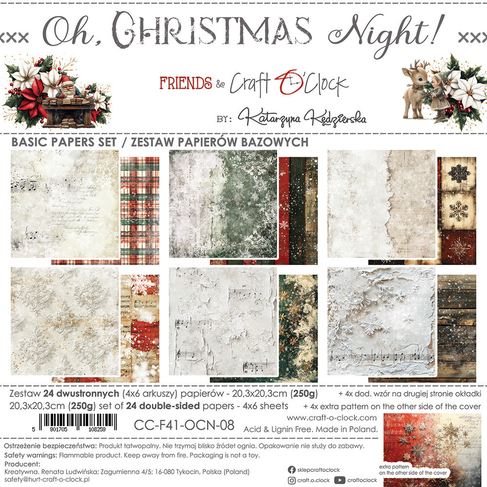 Craft O'Clock Oh Christmas Night 8x8 Inch Basic Papers Set (CC-F41-OCN-08) Craft O'Clock Oh Christmas Night 8x8 Inch Basic Papers Set (CC-F41-OCN-08)