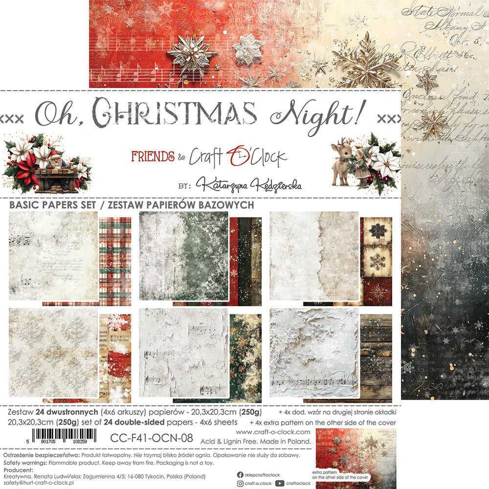 Craft O'Clock Oh Christmas Night 8x8 Inch Basic Papers Set (CC-F41-OCN-08) Craft O'Clock Oh Christmas Night 8x8 Inch Basic Papers Set (CC-F41-OCN-08)