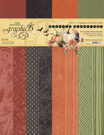 Graphic 45 Ghostly Greetings 8.5x11 Inch Patterns & Solids Pack (4503075) Graphic 45 Ghostly Greetings 8.5x11 Inch Patterns & Solids Pack (4503075)