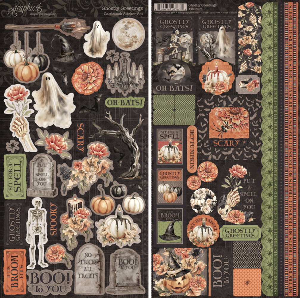 Graphic 45 Ghostly Greetings Sticker Set (4503076) Graphic 45 Ghostly Greetings Sticker Set (4503076)