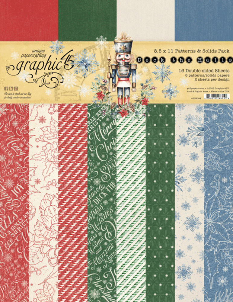 Graphic 45 Deck the Halls 8.5x11 Inch Patterns & Solids Pack (4503094) Graphic 45 Deck the Halls 8.5x11 Inch Patterns & Solids Pack (4503094)