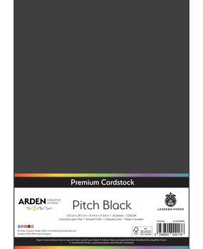 Arden Creative Studio Premium Cardstock A4 Pitch Black (20 Sheets) (ACSCP0001)