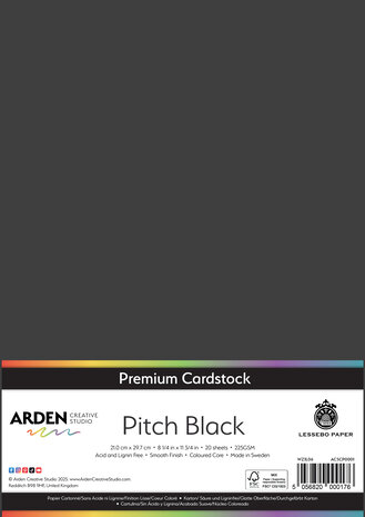 Arden Creative Studio Premium Cardstock A4 Pitch Black (20 Sheets) (ACSCP0001) Arden Creative Studio Premium Cardstock A4 Pitch Black (20 Sheets) (ACSCP0001)