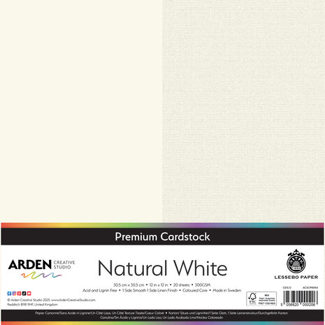 Arden Creative Studio Premium Cardstock 12x12 Inch Natural White (20 Sheets) (ACSCP0004)