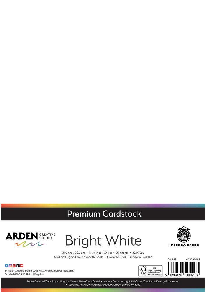 Arden Creative Studio Premium Cardstock A4 Bright White (20 Sheets) (ACSCP0005)