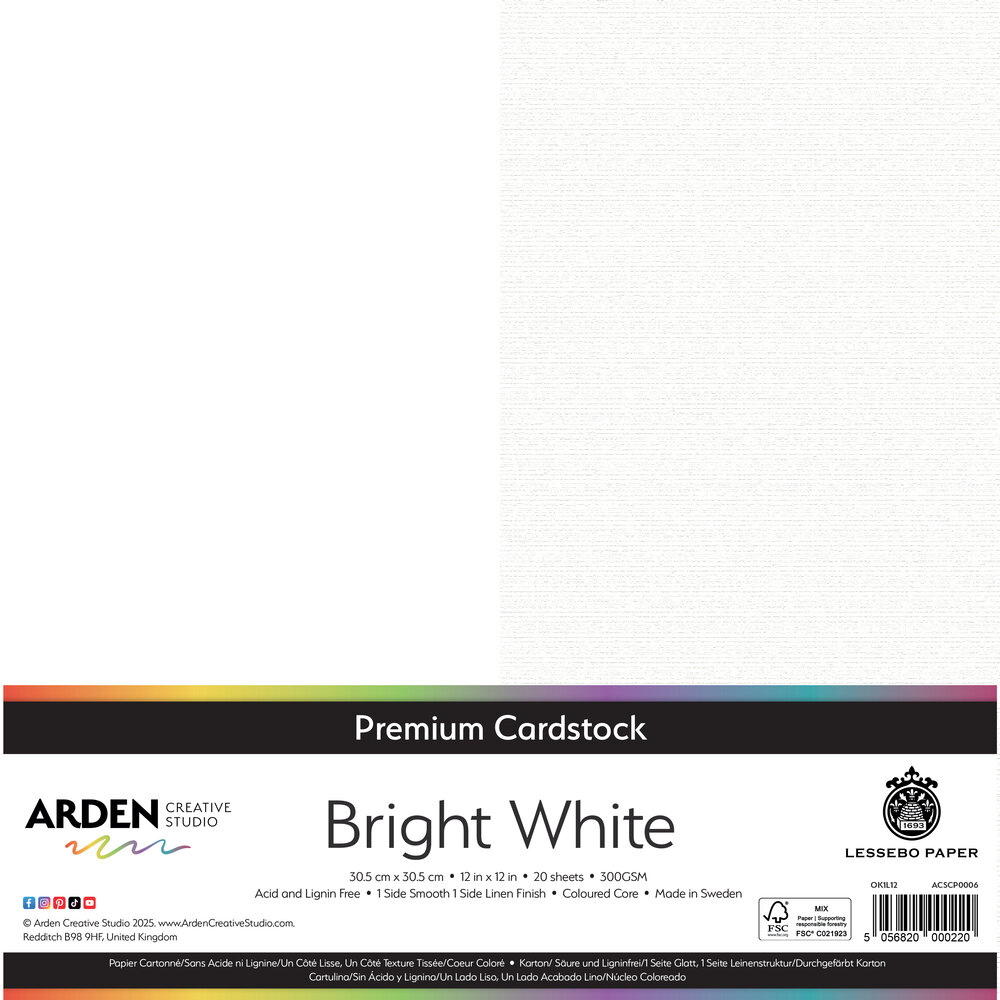Arden Creative Studio Premium Cardstock 12x12 Inch Bright White (20 sheets) (ACSCP0006)