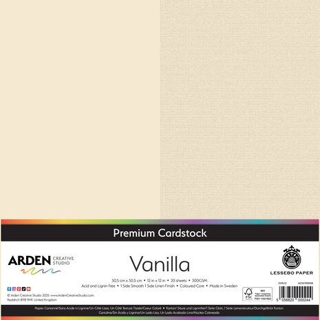 Arden Creative Studio Premium Cardstock 12x12 Inch Vanilla (20 sheets) (ACSCP0008) Arden Creative Studio Premium Cardstock 12x12 Inch Vanilla (20 sheets) (ACSCP0008)