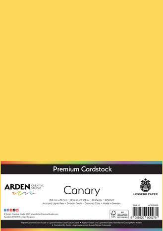 Arden Creative Studio Premium Cardstock A4 Canary (20 sheets) (ACSCP0011) Arden Creative Studio Premium Cardstock A4 Canary (20 sheets) (ACSCP0011)