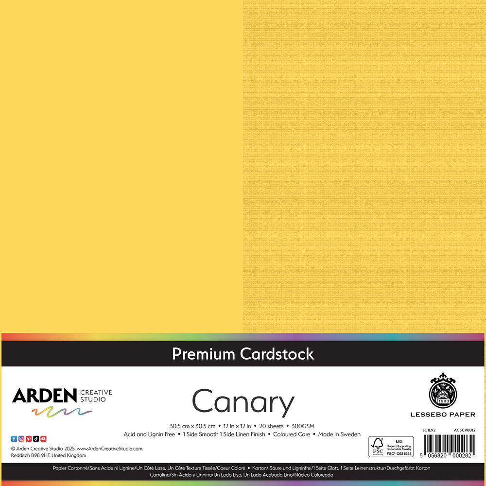 Arden Creative Studio Premium Cardstock 12x12 Inch Canary (20 sheets) (ACSCP0012) Arden Creative Studio Premium Cardstock 12x12 Inch Canary (20 sheets) (ACSCP0012)