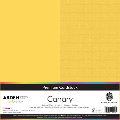Arden Creative Studio Premium Cardstock 12x12 Inch Canary (20 sheets) (ACSCP0012) Arden Creative Studio Premium Cardstock 12x12 Inch Canary (20 sheets) (ACSCP0012)