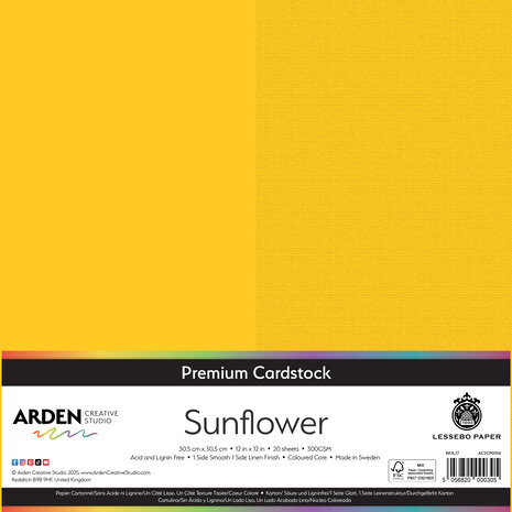Arden Creative Studio Premium Cardstock 12x12 Inch Sunflower (20 sheets) (ACSCP0014)