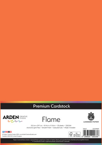 Arden Creative Studio Premium Cardstock A4 Flame (20 sheets) (ACSCP0017) Arden Creative Studio Premium Cardstock A4 Flame (20 sheets) (ACSCP0017)