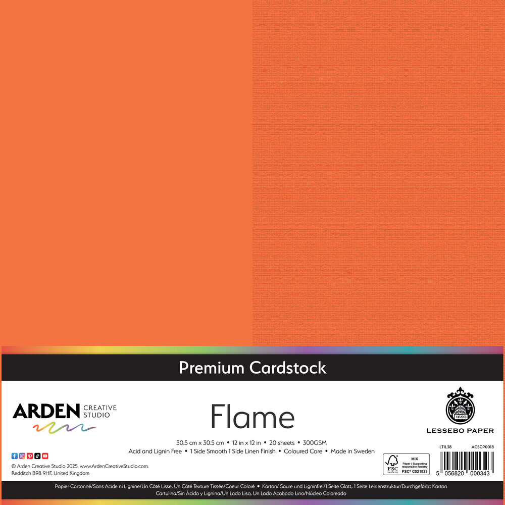 Arden Creative Studio Premium Cardstock 12x12 Inch Flame (20 sheets) (ACSCP0018)