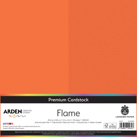Arden Creative Studio Premium Cardstock 12x12 Inch Flame (20 sheets) (ACSCP0018)
